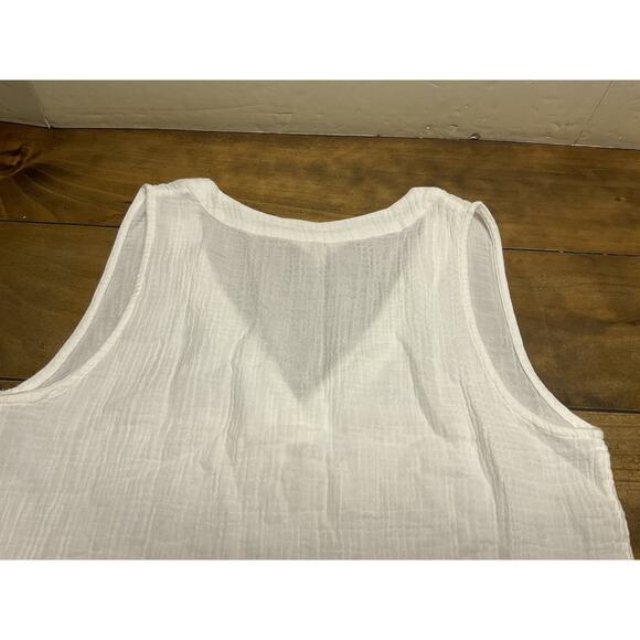 Faherty Dune Organic Cotton Gauze Top Women's Medium White Sleeveless Popover - Picture 8 of 8